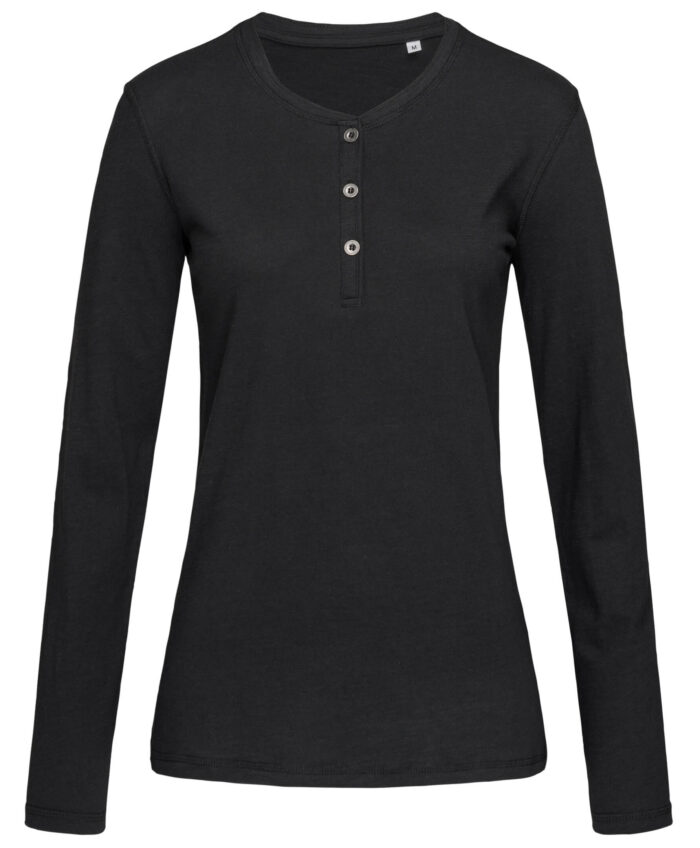 ST9580 Sharon Henley Long Sleeve Slub SALE - Image 2