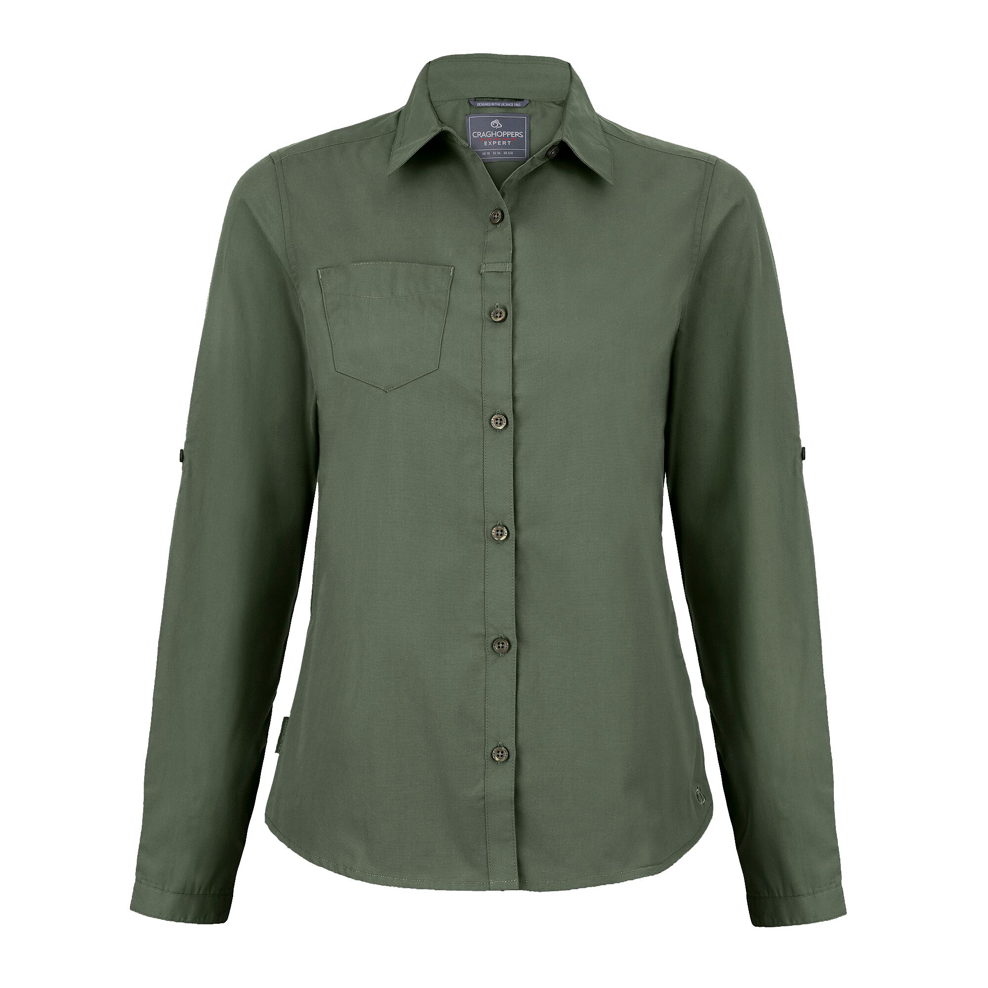 web-version-ces002_wai_darkcedargreen_01 CES002 - Womens Expert Kiwi Long Sleeved Shirt - Image 1