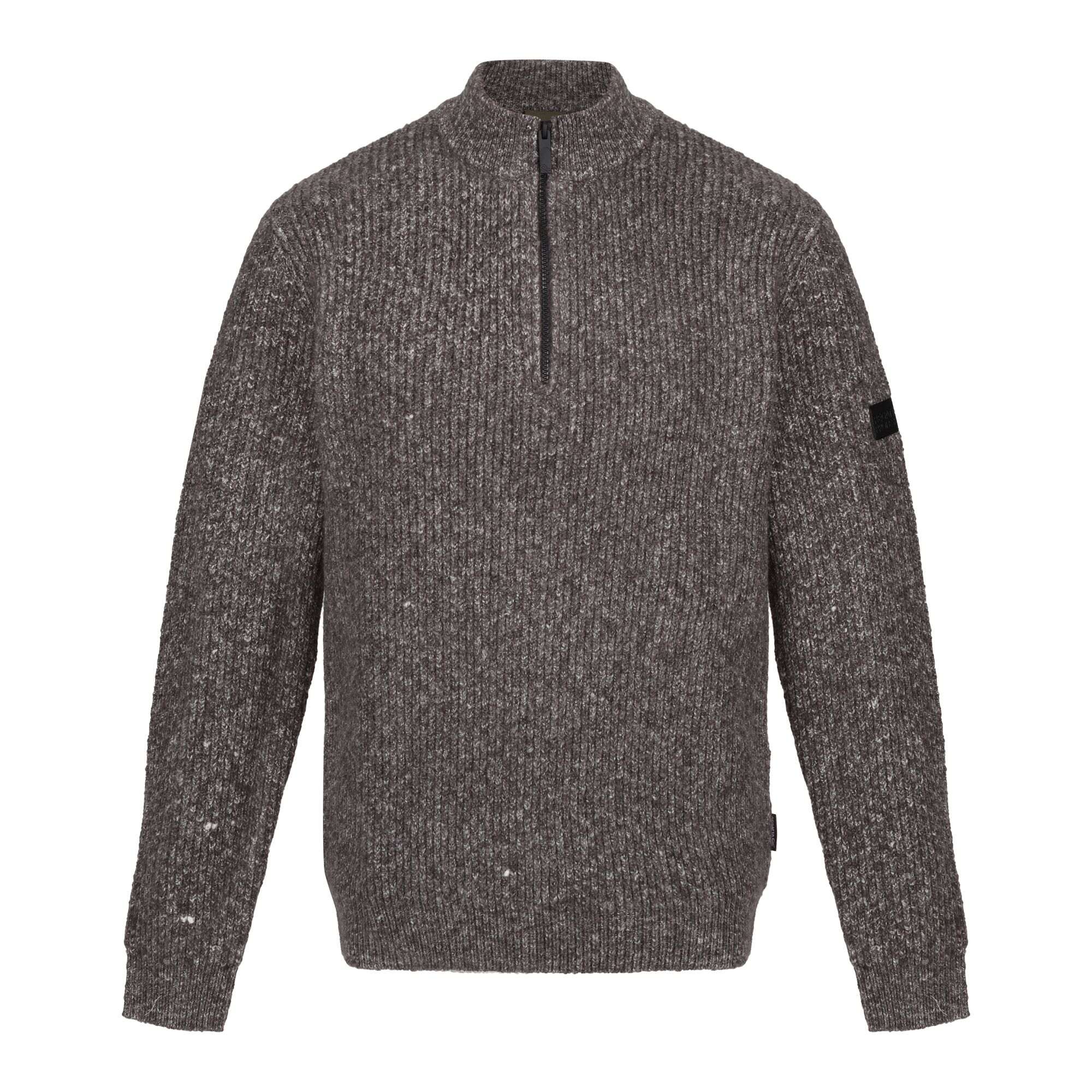 web-version-trf673_6ar_p_1dark-grey-marl TRF673 Soloman Zip Neck Knitted Pullover - Image 1